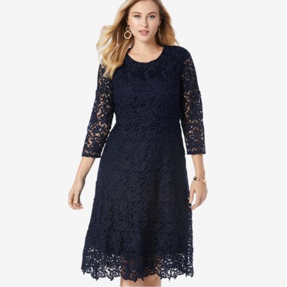 Jessica London Lace Fit & Flare Dress